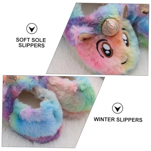 NOLITOY Hausschuhe Winter Plüsch Slipper Rutschfeste Cartoon Pantoffeln Warm Innenlänge Jungen Mädchen Baumwollfüßlinge von NOLITOY