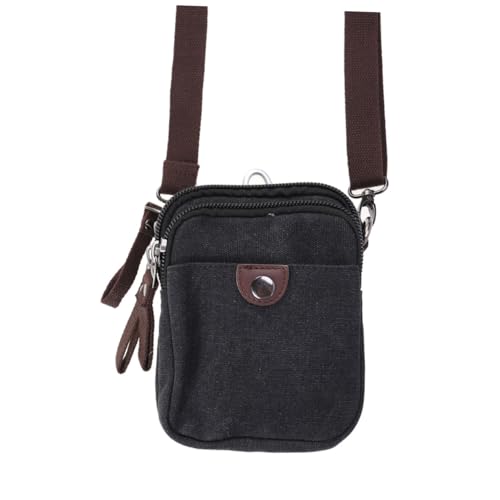 NOLITOY Herren Canvas Schultertasche mit Reißverschluss Robuste Umhängetasche Modische Freizeit und Militärtasche Verstellbarer Schultergurt für Reisen Camping und Alltag Schwarz von NOLITOY
