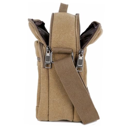 NOLITOY Herren Canvas Umhängetasche Verstellbar Freizeit Crossbody Tasche Lässig Khaki Modisch Vielseitig Alltag von NOLITOY