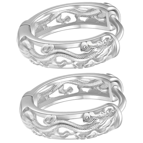 NOLITOY Herren Creolen Ohrringe Retro Drachen Design Leichter Langlebiger Legierungs schmuck Modische Ohrdekoration für Alltag und Besondere Anlässe Silberfarbene Hoops von NOLITOY