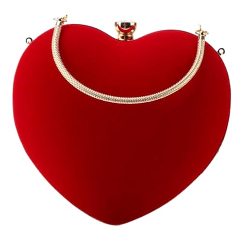 NOLITOY Herzförmige Abendtasche Damen Handgefertigte Party Clutch Große Kapazität Rote Handtasche für Bankett und Festliche Anlässe von NOLITOY