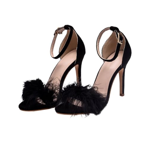 NOLITOY High Heels Sandaletten mit Dünnem Absatz Design Leichtes Tpr sohlenmaterial Elegante Damenschuhe für Arbeit Party und Festliche Anlässe Schwarze von NOLITOY