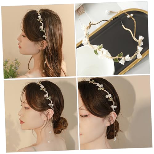 NOLITOY Hochwertiges Perlen haarband mit Blumenmotiv Leichtes Komfortables Stirnband für Damen und Mädchen Eleganter Brautschmuck für Hochzeit Vielseitiges Accessoire für Party und Alltag von NOLITOY