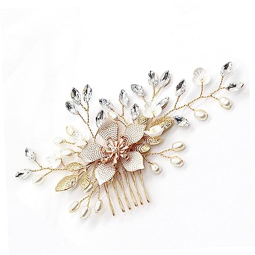 NOLITOY Goldener Damenkamm Hochzeitshaarkamm Mit Strass Und Perlen Ovaler Brautschmuck Für Kopfschmuck Braut Und Hochzeitshaarschmuck Für Frauen von NOLITOY