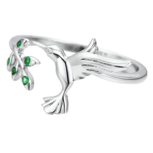 NOLITOY Offener Verstellbarer Damenring Mit Blättern Und Hummingbird-design Langlebiger Fingerring Für Frauen Und Teenager-mädchen Als Schmuck Für Alltag Und Feiertage von NOLITOY