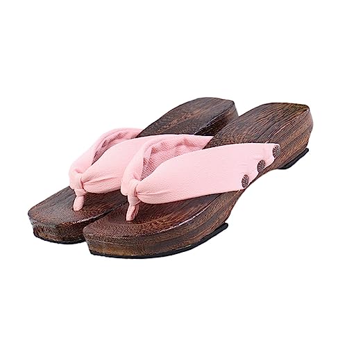 NOLITOY Japanische Clog Sandalen Damen Slippers Hoher Absatz Holzschuhe Kreative Mode Sommer Hausschuhe mit Rutsch Sohle und Atmungsaktivem Design Bequeme Fußbett Sandalen für Alltag und von NOLITOY