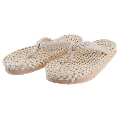 NOLITOY Japanische Retro Slipper aus Gewebtem Material Rutschfeste Sommer Hausschuhe Leichte Atmungsaktive und Bequeme Haushalts pantoletten für Damen und Herren Geeignet für Innenbereich von NOLITOY