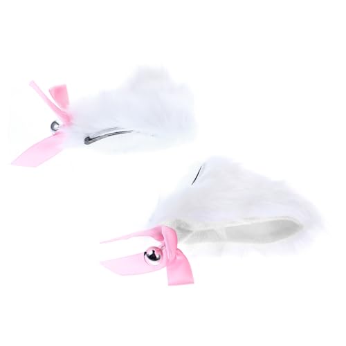 NOLITOY Katzenohren Haarclip Plüsch Langfell Cosplay Haaraccessoire Weiß für Halloween Party Damen Kostüm Zubehör Niedlich und von NOLITOY