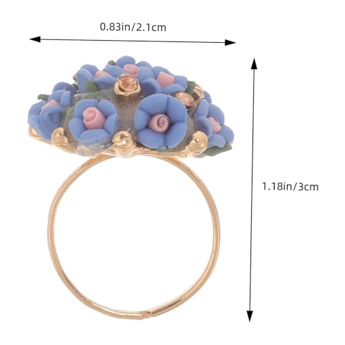 NOLITOY Keramik Blumenring Damen Schmuck Leicht Retro Stil Eleganter Blütenring Modeschmuck Geschenk für Frauen und Mädchen von NOLITOY