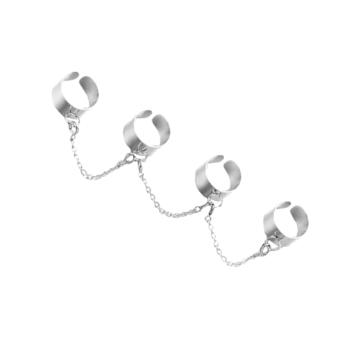 NOLITOY Kettenring Punk Stil Offener Fingerring Herren Damen Verstellbar Hand Schmuck Accessoire für Festival Party Alltag von NOLITOY