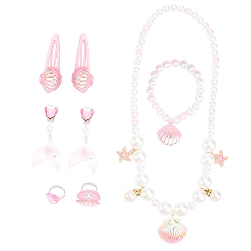 NOLITOY Kinderschmuck Set mit Perlen und Anhänger Teiliges Armband Halskette Ring und Ohrringe für Mädchen Langlebiges Material Bunte Schmuckstücke als Geburtstag und Mitgebsel von NOLITOY