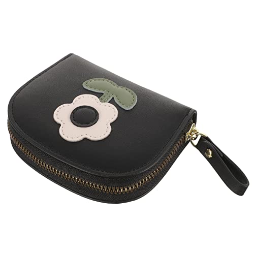 NOLITOY Klein Geldbörse Damen Multifunktionale PU Clutch mit Reißverschluss Kompakte Brieftasche für Karten und Münzen für Frauen und Mädchen Schwarz von NOLITOY