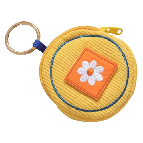 NOLITOY Kleine Damen Geldbörse Schlüsselanhänger Münzfach Mini Portemonnaie mit Besticktem Design Kompakt Langlebig Praktisch für Reisen und Alltag in Gelb von NOLITOY