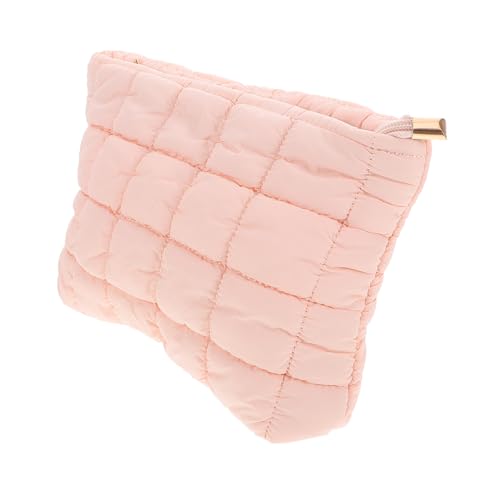NOLITOY Kleine Gesteppte Make up Tasche Damen Winter Kosmetiktasche Modisch Vielseitig Femininer Stil für Reisen und Alltag Rosa Handtasche von NOLITOY