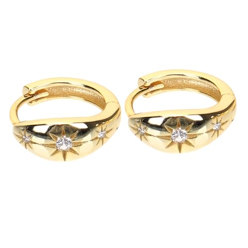 NOLITOY Kleine Goldene Ohrstecker mit Funkelnden Zirkonsteinchen Stern design Modisches Accessoire für Damen für Alltag Party Festival und Besondere Anlässe von NOLITOY