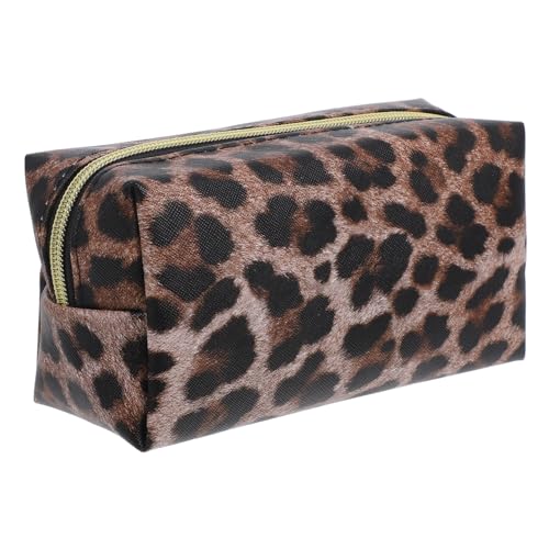 NOLITOY Kulturbeutel Mit Leopardenmuster Für Damen Reise-Make-up-Tasche Reißverschluss Flach Liegend von NOLITOY