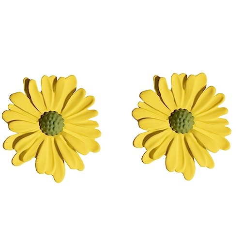 NOLITOY Kreative Blumenohrringe für Damen Silberstifte Kleine Designs Gelb für Partys Feiertage und Alltag Ergänzung für Outfit von NOLITOY