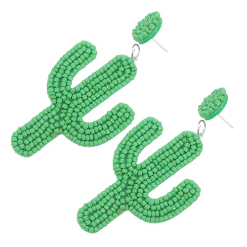 NOLITOY Kreative Cactus Ohrhänger mit Handgefertigten Perlen Leichte Drop Ohrringe für Damen Modischer Boho schmuck Praktisches Accessoire zu Weihnachten und Geburtstag Geschenkidee für von NOLITOY