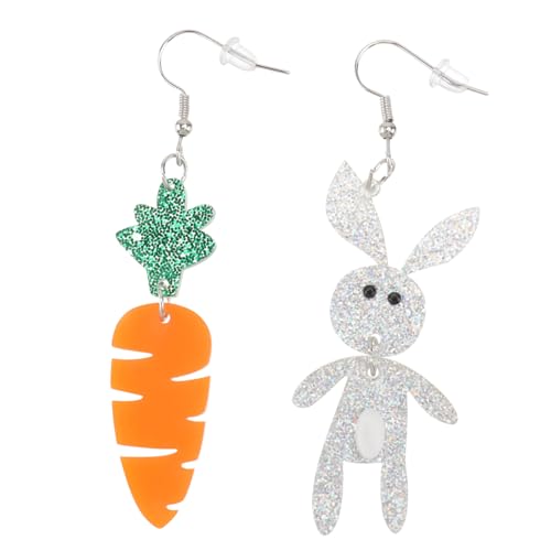 NOLITOY Kreative Lange Damen Ohrringe mit Asymmetrischem Hasen Karottendesign Leichte Hängende Ohrstecker Modische Boucles Oreilles für Frauen Einfache Handhabung Stylisches Accessoire von NOLITOY