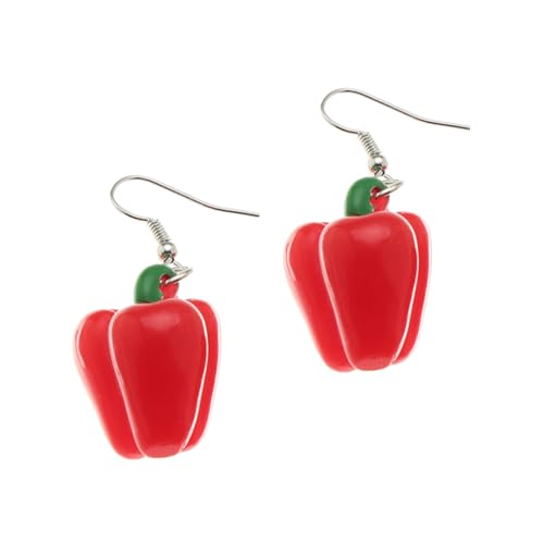 NOLITOY Simulierte Pfefferohrringe Ohrschmuck Mit Lebensmittelanhänger Kreativer Schmuck Für Frauen Rote Chili-ohrringe Lustige Ohranhänger Aus Harz von NOLITOY