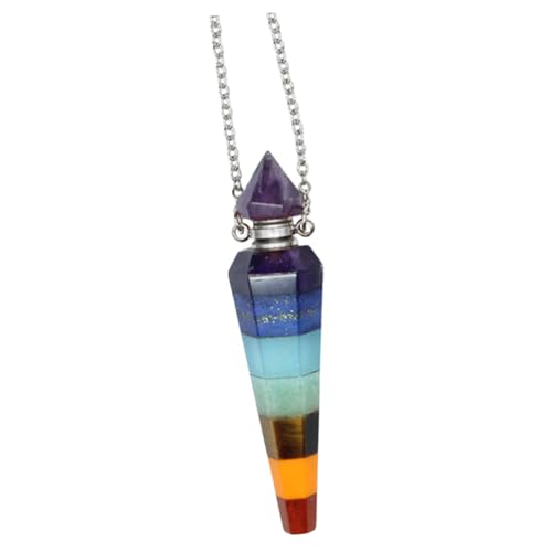 NOLITOY Kristallanhänger Halskette Damen Duftöle Kette Aromatherapie Parfüm Flasche Anhänger Silber Hexagonal Chakra Kristallstein Modeschmuck Geschenk von NOLITOY