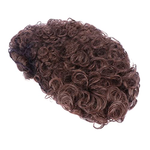 NOLITOY Kurze Lockenperücke Für Damen Braune Synthetische Haarperücke Mit Elastischem Netz Für Partys Und Alltagsgebrauch Hitzebeständiges Material Verstellbare von NOLITOY