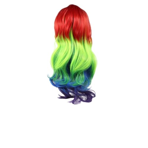 NOLITOY Lange Regenbogen Perücke für Damen Synthetische Haarperücke für Halloween Cosplay Partys Hitzebeständig Lockig Haaraccessoires für Besondere Anlässe von NOLITOY