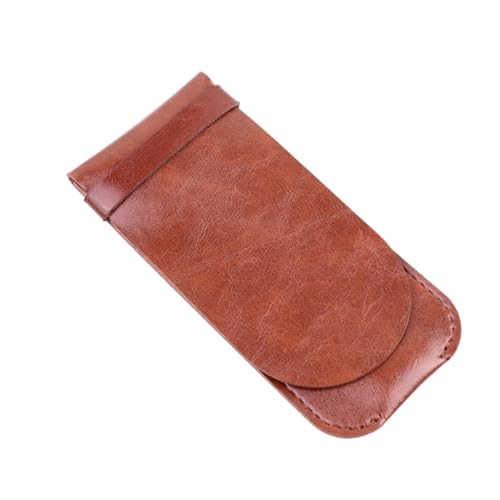 NOLITOY Leder Stifteetui Vintage Pen Case Handgefertigte Pack Kaffeefarbene Stifteschutzhülle Robustes Schreibgeräte Aufbewahrungsbeutel für Schule Büro Zuhause Einfaches Einsetzen und von NOLITOY
