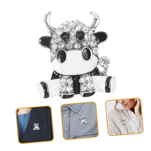 NOLITOY Legierung Brosche mit Strass Kuh design Cartoon Stil Damen Brustnadel Schmuck für Party Hochzeit Alltag Modische Anstecknadel für Frauen und Mädchen von NOLITOY