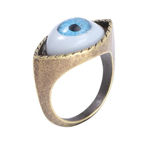 NOLITOY Legierung Ring Punk Stil Überdimensional Geometrisch Auge Design Vintage Damen Finger Schmuck Blau von NOLITOY