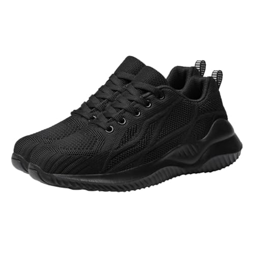 NOLITOY Leichte Atmungsaktive Sportschuhe für Damen Gewebtes Mesh rutschfeste Lauf und Freizeitschuhe Schwarzes Design Strapazierfähig und Komfortabel für Outdoor und Alltag von NOLITOY