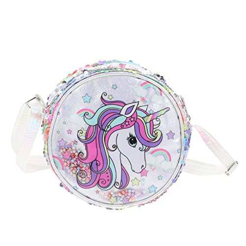 NOLITOY Leichte Pailletten Umhängetasche mit Buntem Einhorn Glitzernde Mädchen Crossbody Bag Verstellbare Schultertasche für Alltag Party und Freizeit Robust und Modisch von NOLITOY