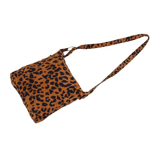 NOLITOY Leopard Print Umhängetasche Damen Cord Material Große Kapazität Verstellbarer Verschluss Alltag Schule Shopper Tasche von NOLITOY