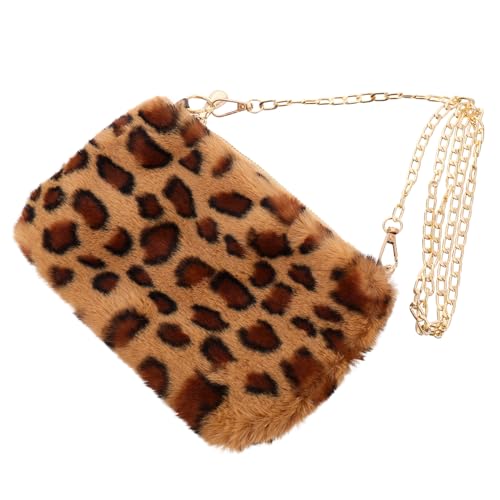 NOLITOY Leopard Umhängetasche Damen Flauschige Kleine Handtasche mit Mehreren Fächern Crossbody Bag für Alltag Party Shopping von NOLITOY
