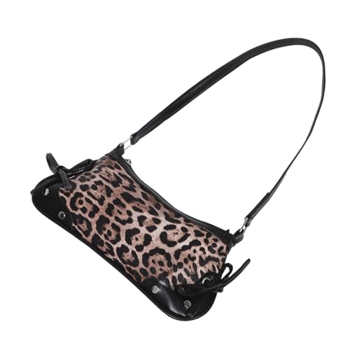 NOLITOY Leopardenmuster Crescent Schultertasche mit Schleife Vielseitige PU Damen Handtasche Strapazierfähig Praktische Innenfächer Modisch für Alltag Büro und Freizeit Geeignet von NOLITOY