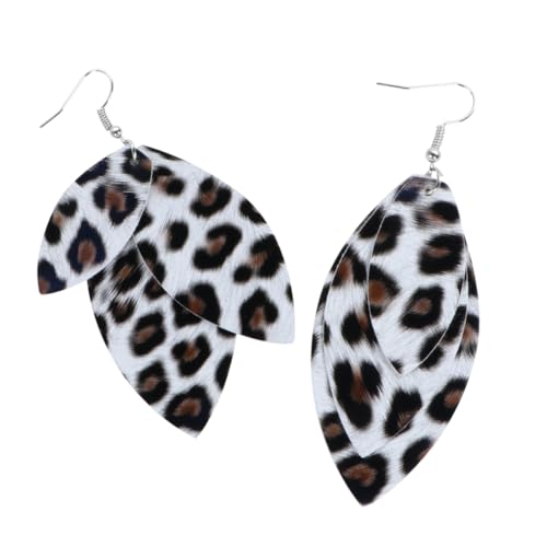 NOLITOY Leopardmuster Ohrringe Damen PU Ohrhänger Doppellagig Modisch Leicht Rosa Schmuck für Alltag und Party von NOLITOY
