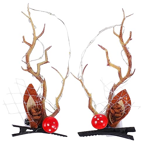 NOLITOY Leuchtende Hirschgeweih Haarspange Rentier Geweih Haarklammer Warmes Licht Weihnachtsdeko Cosplay Haarclip für Erwachsene von NOLITOY