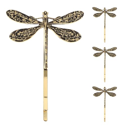 NOLITOY Libellen-Haarspangen, 4 Stück, Vintage-Libellen-Haarnadel, Vintage-Haarspangen, Metall-Haarspangen, Vintage-Haarnadeln für Frauen, Hochzeit, Party, goldfarben von NOLITOY