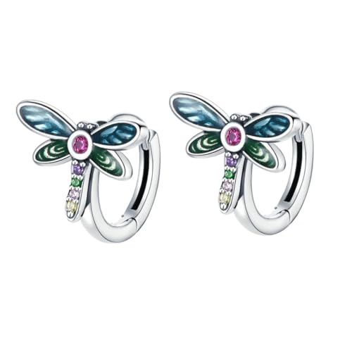 NOLITOY Libellen Ohrstecker Damen Mädchen Schmuck Sterlingsilber Farbige Zirkonia Insekten Ohranhänger Modischer Ohrschmuck für Alltag und Fest von NOLITOY