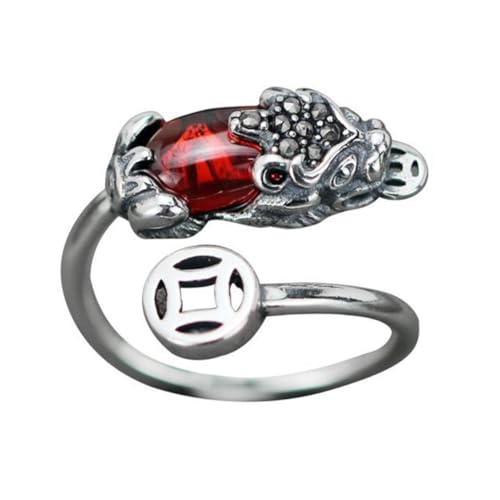 NOLITOY Luxuriöser Rhinestone Ring mit Glücksbringer design Modischer Finger Nagelring aus Hochwertigem Kupfer Einzigartiger Schmuck für Damen Wohlstand und Schutz von NOLITOY