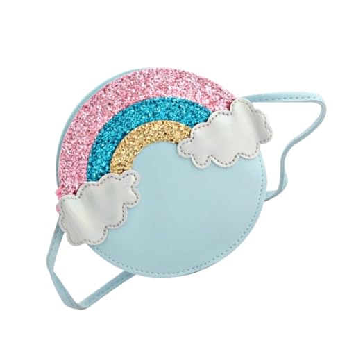 NOLITOY Mädchen Modische Umhängetasche mit Regenbogen dekor Kleine Crossbody Bag als Aufbewahrungsbehälter für Kleingeld als Geschenk für Geburtstage und Feiern Blau von NOLITOY