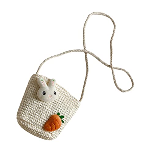 NOLITOY Mädchen Strohtasche Süße Crossbody Umhängetasche Leicht Langlebig für Strand Alltag Geschenk für Enkelin mit Feiner Handwerkskunst und Dekorativem Design von NOLITOY