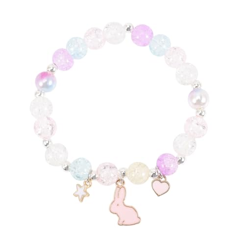 NOLITOY Mädchenarmband mit Bunten Perlen und Niedlichem Hasenmotiv Langlebig und Angenehm zu Tragen Perfektes Freundschaftsarmband für Kindergeburtstag Geschenk für Junge Mädchen und von NOLITOY