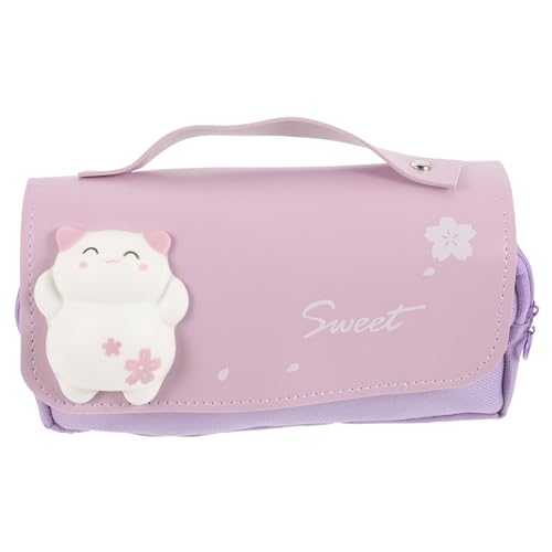 NOLITOY Mäppchen Stift-Organizer Tragbare Bleistifttasche Behälter Für Aquarellstifte Schreibwarenkoffer Schule Kawaii Bleistifte Segeltuch Schreibwaren-Box Mädchen Mehrzweck Violett von NOLITOY