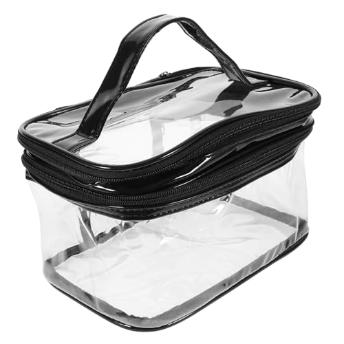 NOLITOY Make-up Tasche Für Damen Große Tragbare Kosmetiktasche Aus Transparentem Mit Praktischem Tragegriff Für Reisen Und Täglichen Gebrauch Für Kosmetik Und Toilettenartikel von NOLITOY