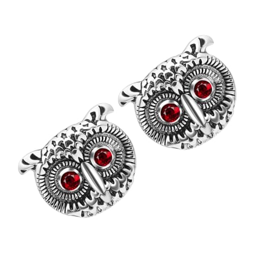 NOLITOY Manschettenknöpfe für Herren Kreatives Eulen Design Silberfarbene Business Hemden Accessoires Teiliges Einfach Anzubringen Passend für Anzug und Hemd bei Büro und Hochzeit von NOLITOY
