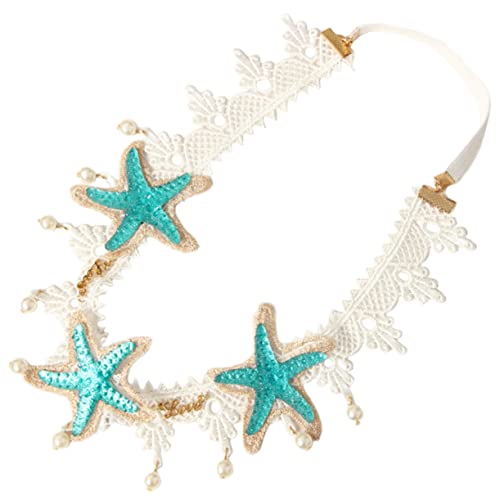 NOLITOY Meerjungfrau-stirnband Mit Spitze Und Perlen Seestern-stirnband Für Damen Strand-haaraccessoire Sommer-party-make-up- von NOLITOY