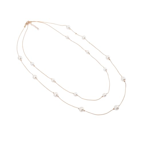 NOLITOY Mehrlagige Lange Perlenkette Damen Modische Schmuckschicht Hautfreundlich Langlebig Eleganter Alltags Party accessoire Stilvoll für Büro und Dating von NOLITOY