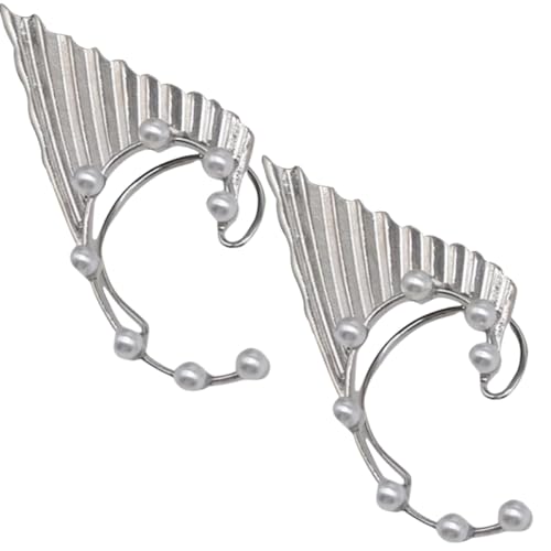 NOLITOY Metall Ohrclips Damen Ohrklemmen frei von Ohrlöchern Stylische Elfenohr Schmuck Silberfarbene Ear Ohrschmuck Modische Ohrhänger für Alltag Hochzeit Dating und von NOLITOY