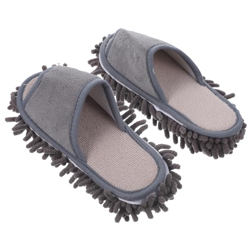 NOLITOY Mikrofaser Reinigungshausschuhe mit Abnehmbarem Boden Rutschfeste Putzpantoffeln für Holz Fliesenböden Waschbare Duster Mop Slippers für Haushalt und Büro Unisex Hausschuhe S von NOLITOY